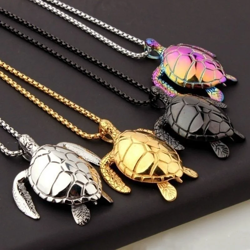 NewTrendy Animal Turtle Pendant Necklace Women Necklace Metal Sliding Colorful Turtle Pendant Necklace Accessories Party Jewelry