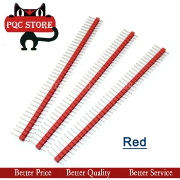 

10pcs 1x40 Pin 2.54 Red Single inline row needle seat Round Header connector