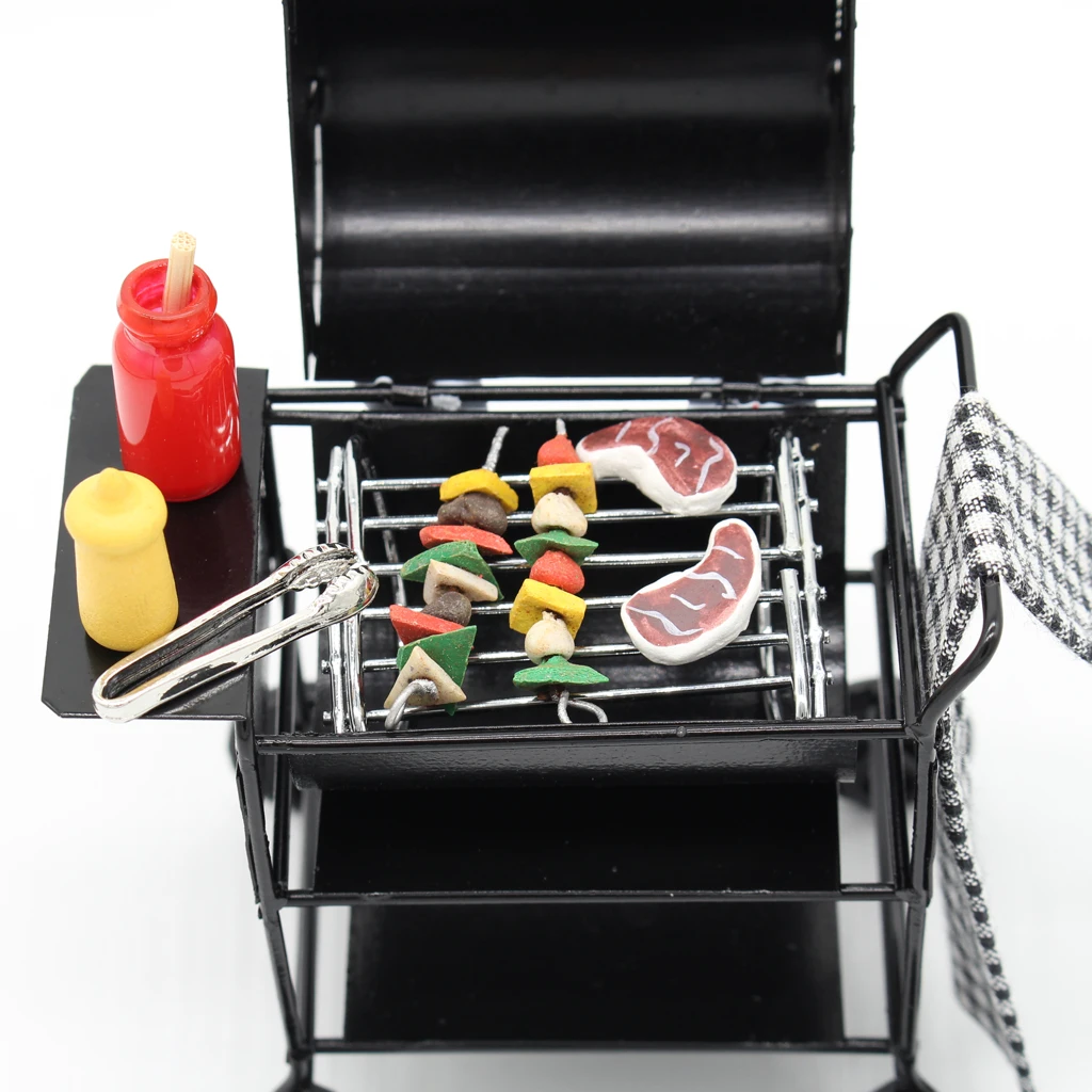 1/12 кукольный домик мебель миниатюрная печь с зажимом для еды Kabobs Beefsteak бутылки