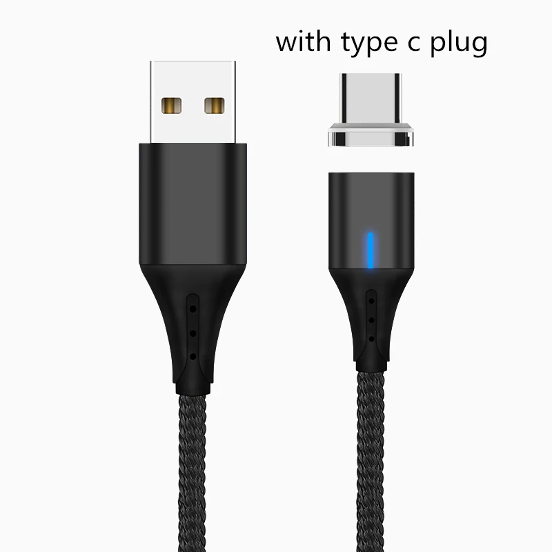 Магнитный кабель 3A Micro usb type C кабель передачи данных для быстрой зарядки для iPhone XS MAX XR 8 7 Plus SAMSUNG S10+ S9 для XIAOMI Mi9 MIX3 2S - Цвет: Black Type C Plug