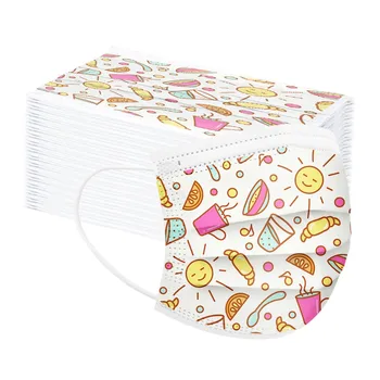 

50pc Lovely Print Mask Children's Disposable Breathable Protection Mouth Face Mask 3 Ply Ear Loop Elastic Mask Mondkapjes Masks