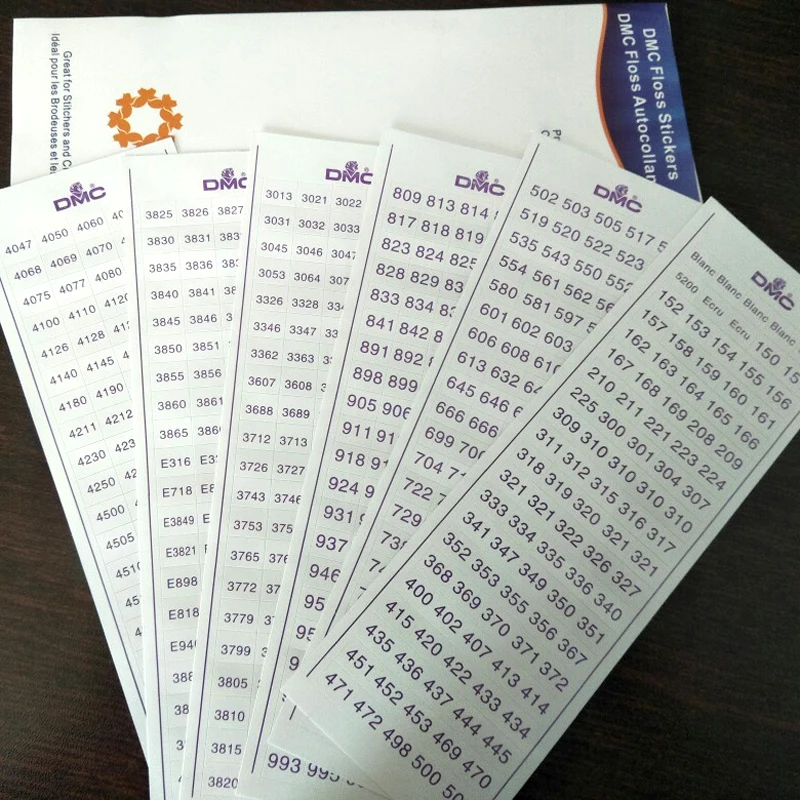 cross stitch floss number stickers DMC number sticker stickers with DMC numbers 447numbers + 36 metal cross stitch floss stickers