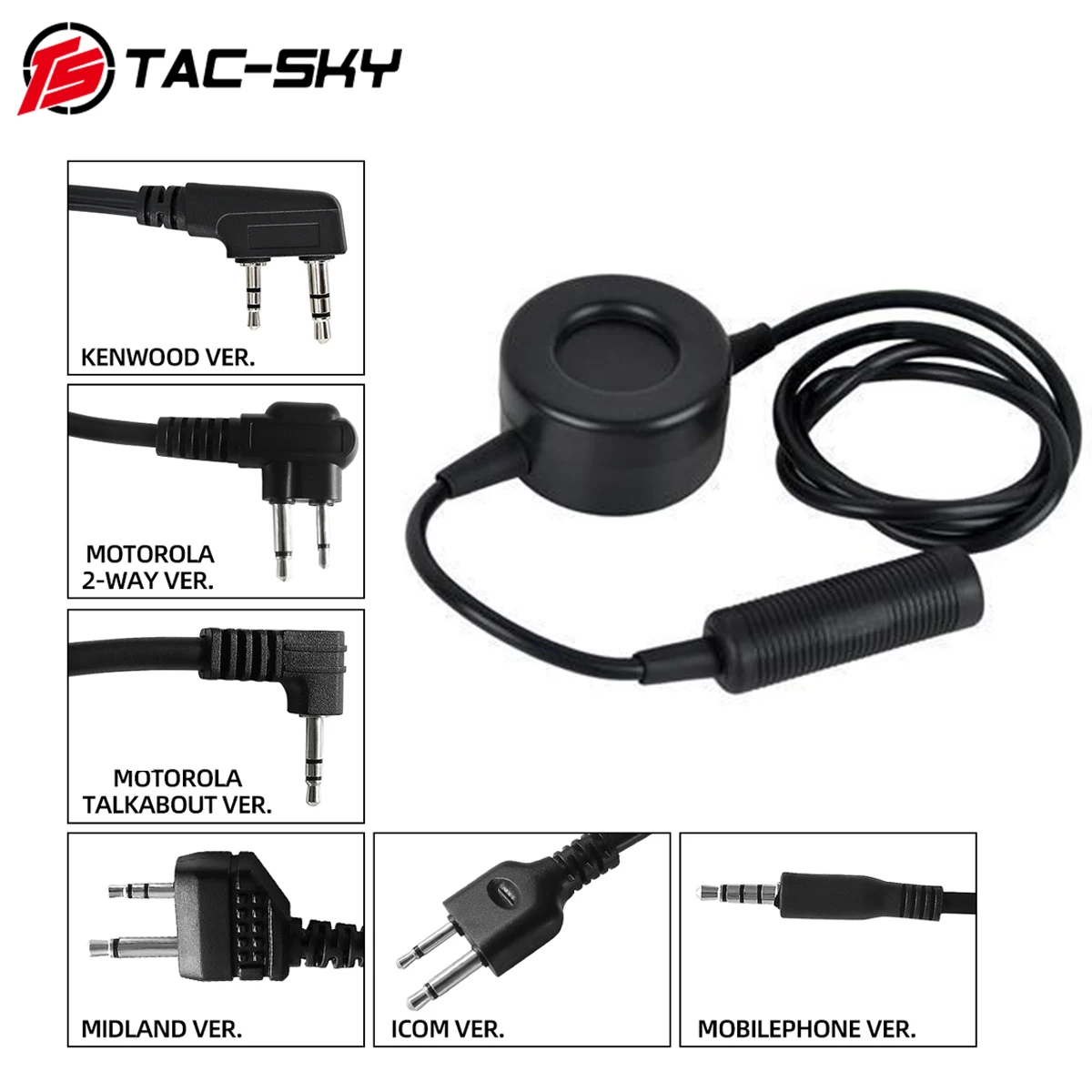 TAC-SKY PTT Tactical TCI PTT Headset Adapter is Suitable for Military Tactical Hunting Sports  Headset Walkie Talkie TCI PTT