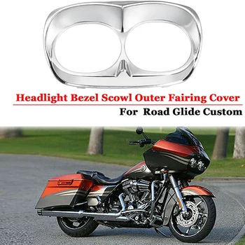 

Motorcycle Head Light Lamp Dual Headlight Trim Cover Bezel for Road Glide FLTR 1998-2013,Chrome
