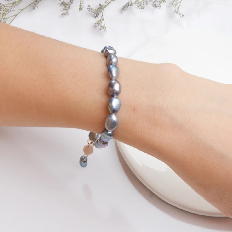 ASHIQI искусственный жемчуг в стиле барокко натуральный Клубника Кристалл Шарм браслеты стерлингового серебра 925 ювелирные изделия для женщин подарок