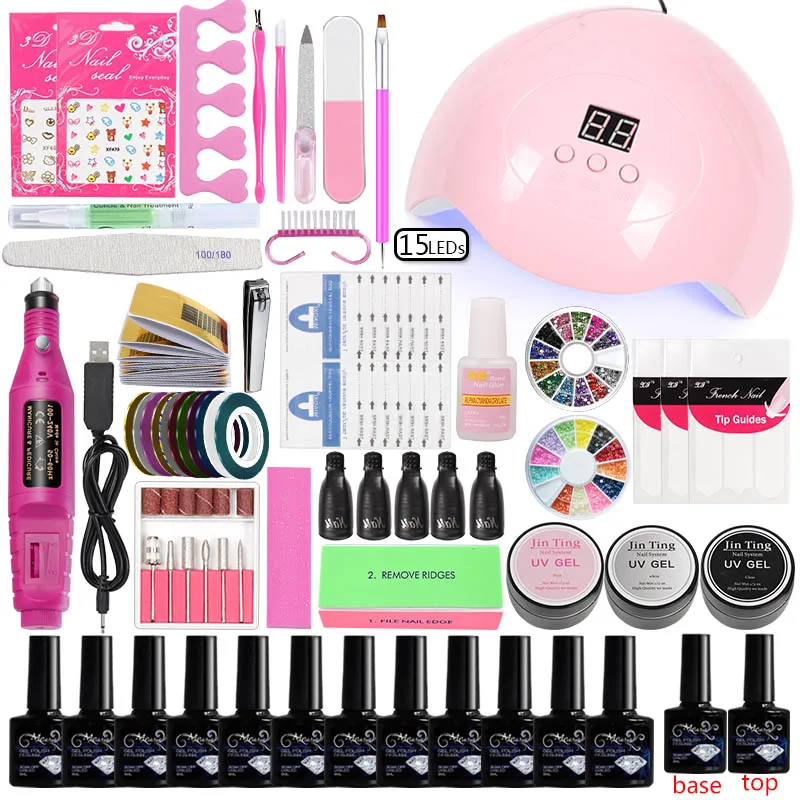 Маникюрный набор акриловый для наращивания ногтей 12 шт. Гель лак основа верхнее