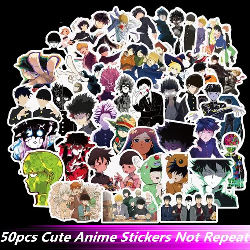 

50pcs/Pack Mob Psycho 100 Anime Stickers Waterproof Motorcycle Skate Phone Guitar Laptop Motorcycle Suitcase Sticker Pegatinas