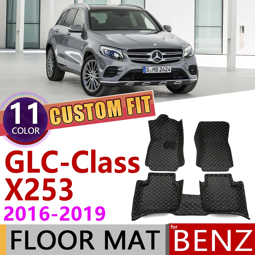 Кожаные автомобильные коврики на заказ для Mercedes Benz GLC Class~, 5 мест, коврик для ног, аксессуары для ковров, 200, 260, 300