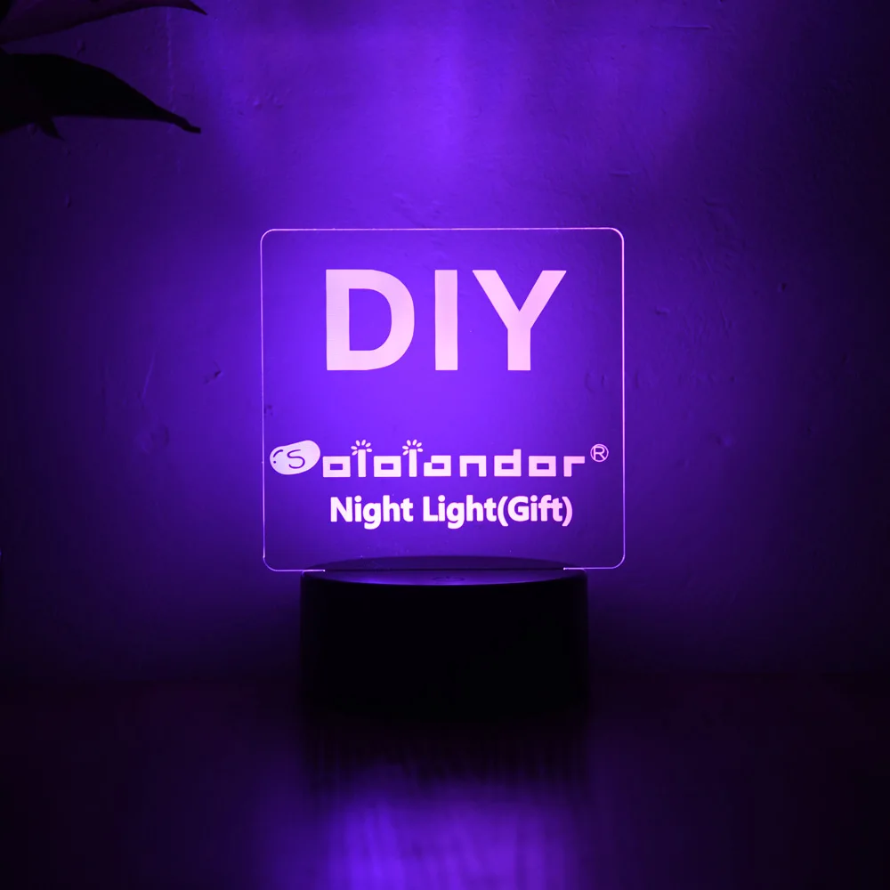 SOLOLANDOR индивидуальный 3D ночной Светильник USB 7 цветов основание DIY для свадьбы