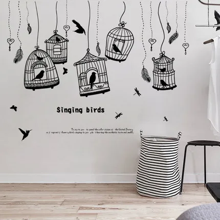 Black Wall Sticker Simple Pastoral Style Bird Cage Restaurant Wall Decor Café Poster And Prints Room Decoration Kitchen Stickers Black Wall Sticker Simple Pastoral Style Bird Cage Restaurant Wall Decor Café Poster And Prints Room Decoration Kitchen Stickers