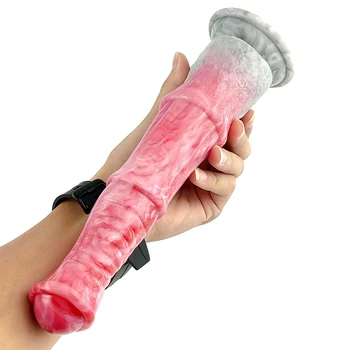 YOCY Large Anal Dildo Horse Fake Penis Gory Raw Meat Color Fantasy Sex Toy For Couples Liquid Silicone Big Dick With Sucker 4