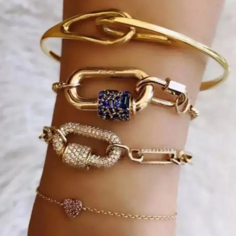 Punk Style Chain Bracelet Handmade Shiny Spiral Buckle Decorative Bangle Couple Accessories Gift chain bracelet