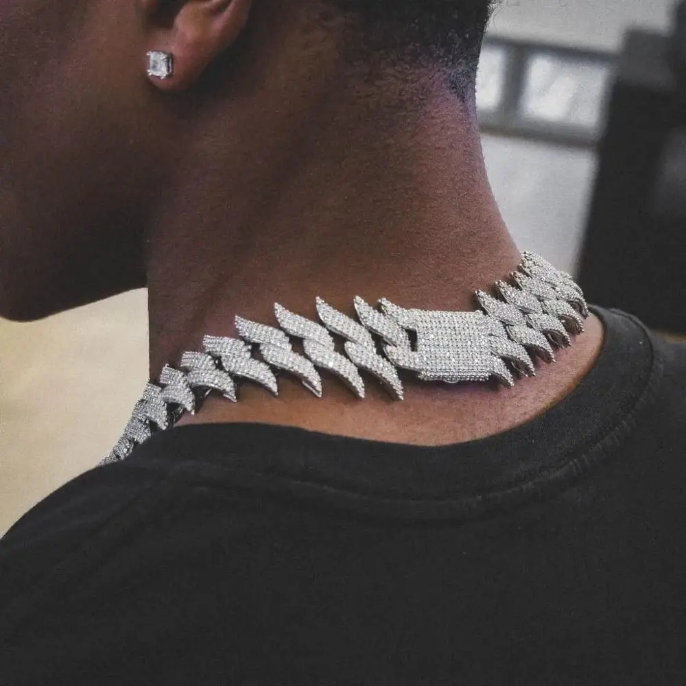 Hiphop Spiked Cuban Link Chain 30mm Width Triple Raw 5A Cubic Zirconia  Paved Iced Out Bling CZ Heavy Mens Boy Cuban Necklace - AliExpress