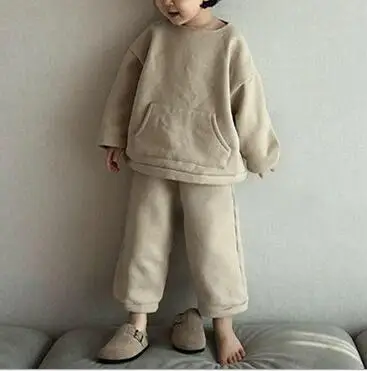 Комплект из 2 предметов в Корейском стиле для девочек и мальчиков, толстовка+ штаны, осенние детские костюмы, 1-7 лет