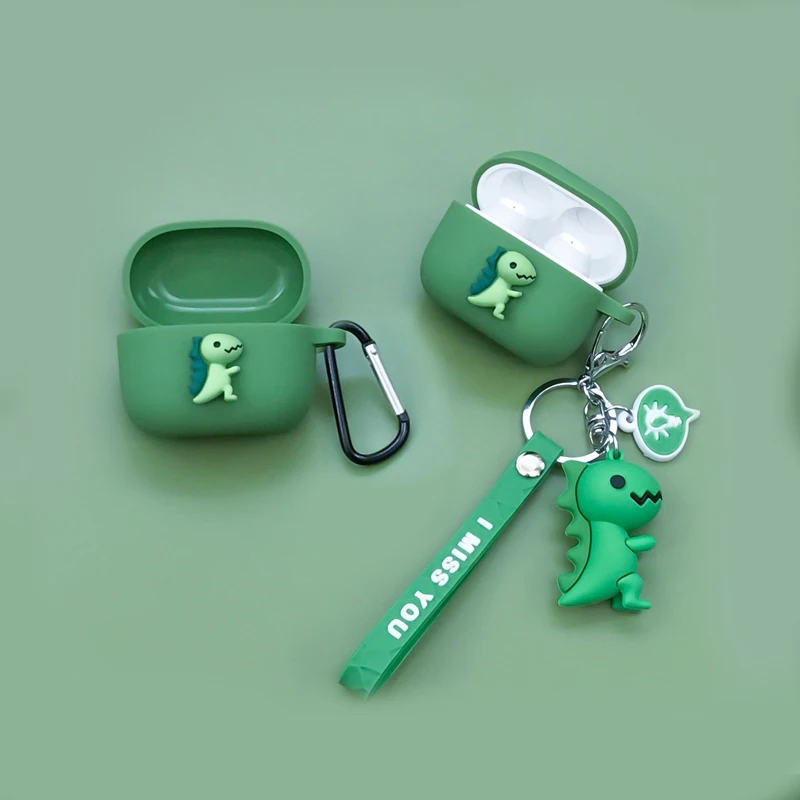 For QCY T10 Case with lanyard Cartoon dinosaur funny Earphone Silicone Protect hearphone for qcyt10 Cover case | Электроника