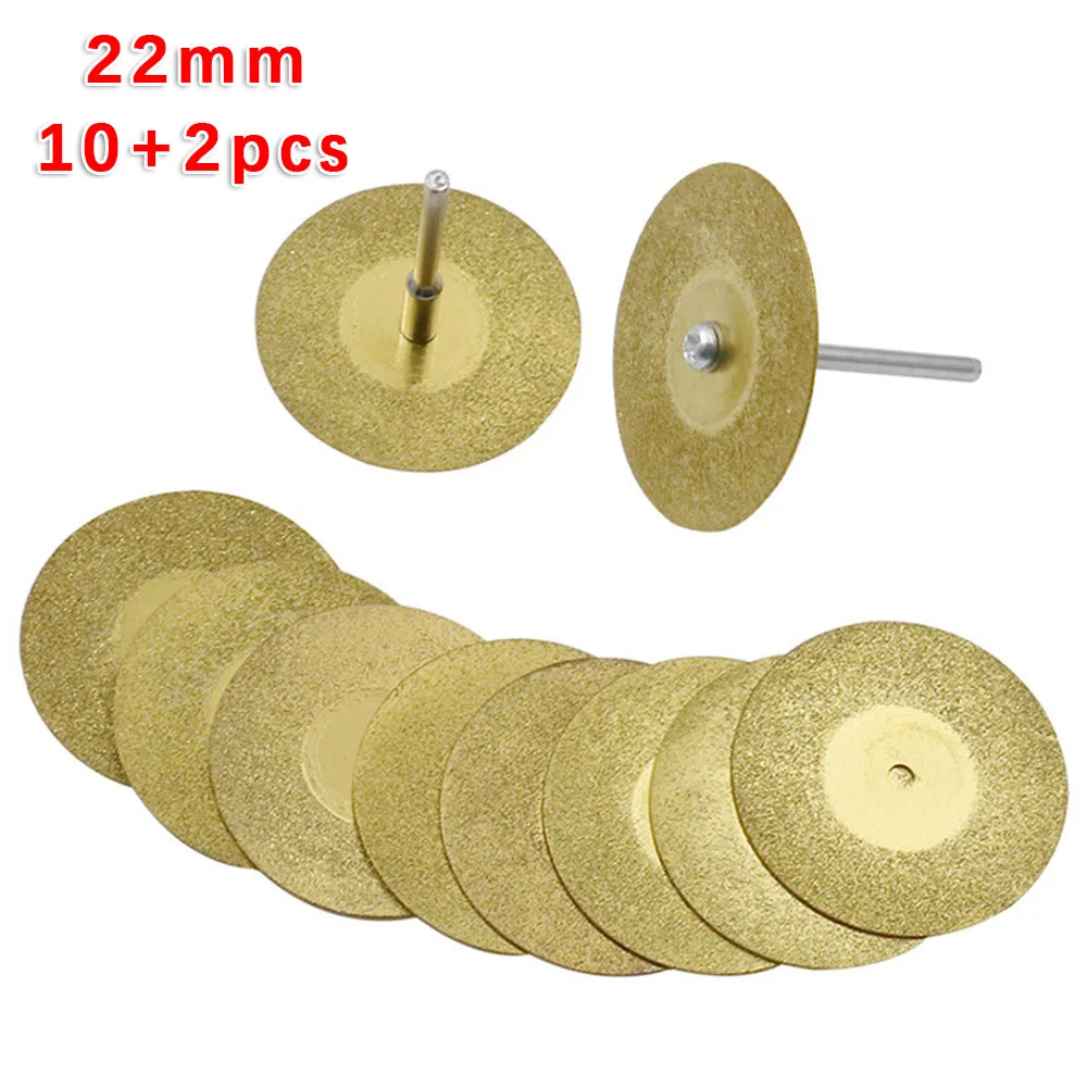 

10 Pcs Diamond Cutting Saw Disc Grinding Wheel 16/18/20/22mm w/ 2pcs Spindle Shaft For Grinder Cutting Tools