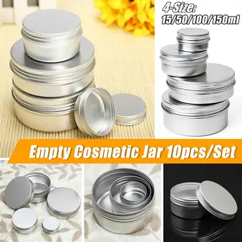 

10pcs Tin box Refillable Containers 150ml Aluminum Cosmetic Small Tins Storage Jars Empty Cosmetic Screw Top Sample Containers