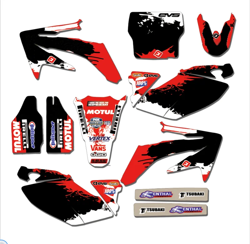 Для HONDA CRF250 R CRF250 04-09 полный комплект мотоцикл настраиваемый номер команда наклейки с рисунком фоны наклейка на обтекатель комплект