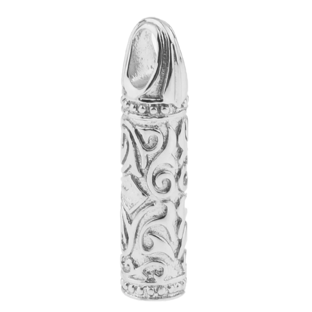 Stainless Steel Charm Cylinder Cremation Keepsake Pet Human Ash Urn Holder Pendant 