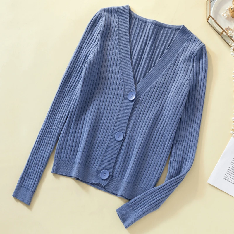 Твердые Цвет Для женщин Свободные вязаные кардиганы тонкое пальто Демисезонный