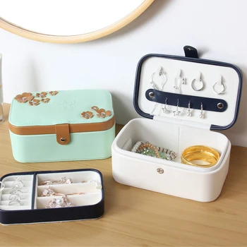 

Women Travel Portable Jewelry Organizer Beads Earrings Rings Collection Box Fashion Lipstick Makeup Storage Case Accessories Lot