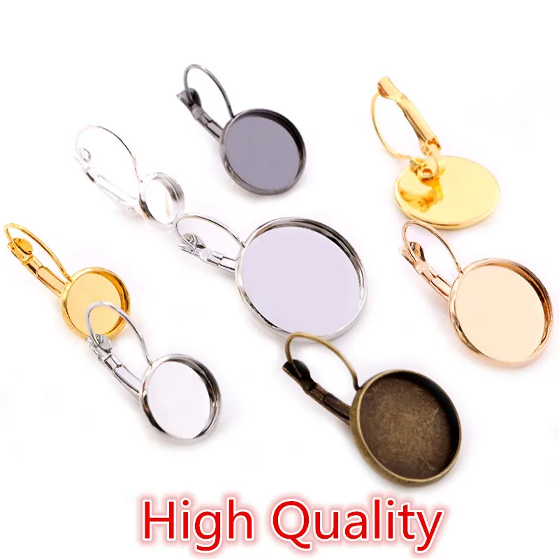 High Quality 8-25mm 10pcs French Lever Back Earrings Blank/Base Fit Glass Cabochons ButtonsEarring Bezels | Украшения и