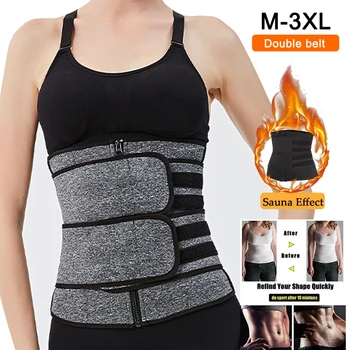 

Neoprene Sauna Body Shaper Waist Trainer Corset 7 Steel Bone Double belt Slimming Shapewear Fat Burning Workout Trimmer Corset