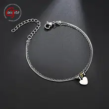 Goxijite многослойный любовный браслет с кулоном сердце для женщин стальные сердечные браслеты браслет из нержавеющей стали подарок