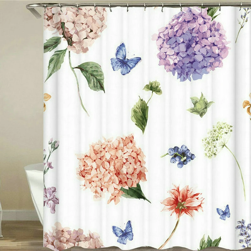 

Waterproof Shower Curtain 3d printed Modern Flowers Bath Curtains Bathroom Polyester Cloth 180*180cm Bath Screen With 12 Hooks