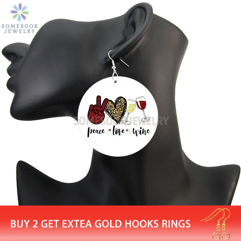 SOMESOOR Leopard Lips Whisper Wisdom Printed Wooden Drop Earrings Cute Girls Poppin Handmade Loops Dangle Jewelry For Women Gift