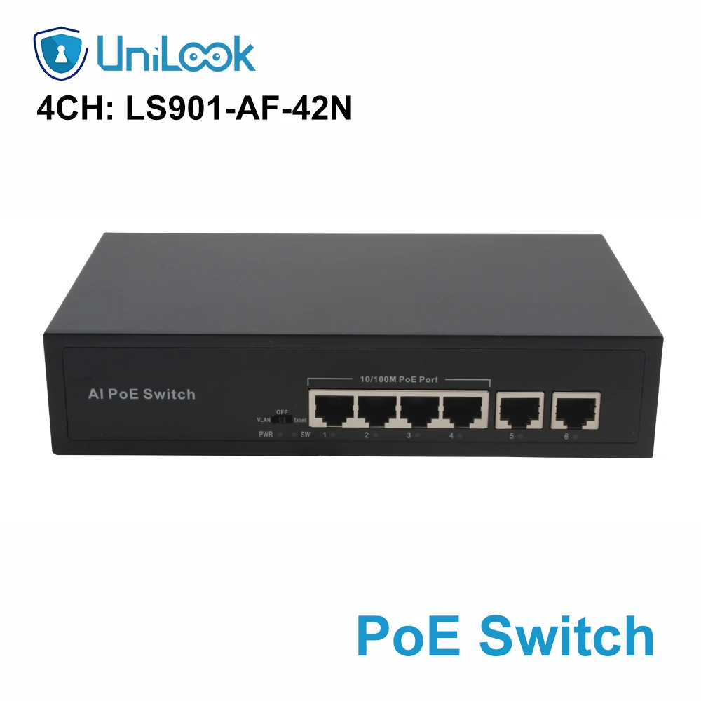 Professional 1+4 Ports 10/100Mbps Mini PoE Switch 48V 1A Power over Ethernet Network Switch for CCTV IP Camera