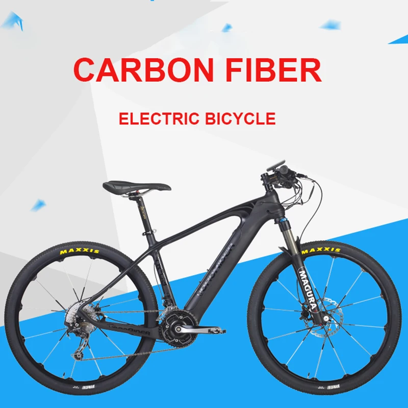 Углерода волокно Электрический горный велосипед 27,5 дюймов Гибридный Smart литиевых PAS Средний двигатель MTB DEROE EBike город