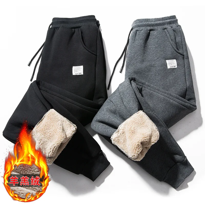 

Autumn Winter Warm Lamb Fleece Sweatpants Men Jogger Pants Slim Casual Pants Male Velvet Sweatpants Tracksuit Joggers