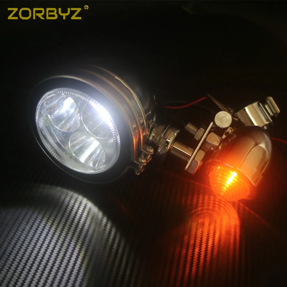 ZORBYZ мотоциклетные Хромированные Металлические точечные Противотуманные фары с поворотным сигналом для Harley Honda Kawasaki туристический мотоцикл