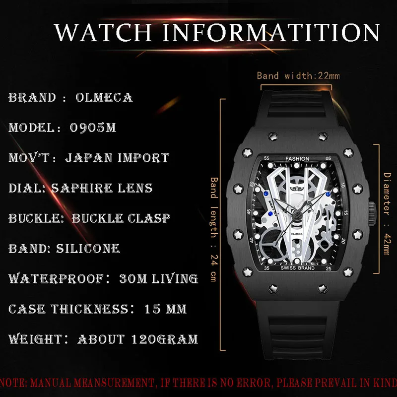 Мужские s часы лучший бренд класса люкс квадратные кварцевые часы силиконовые часы на ремешке Роскошные мужские часы Скелет Мужские часы бренд класса люкс