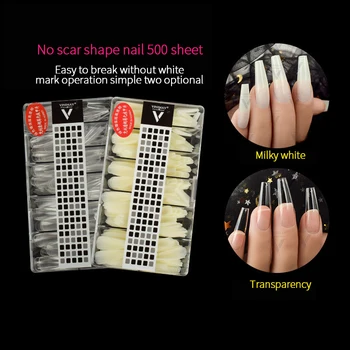 

500pcs/bag DIY Acrylic Natural Color Half Cover Fake Nails Ultra-Thin Seamless Nails French Half Paste Fake Nails Nail Tips