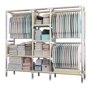 

Cloth Closet Steel Pipe Thickening Clothes Cabinet Folding Fabric Assembly Steel Frame Cloth Hanging Clothes Kitchen