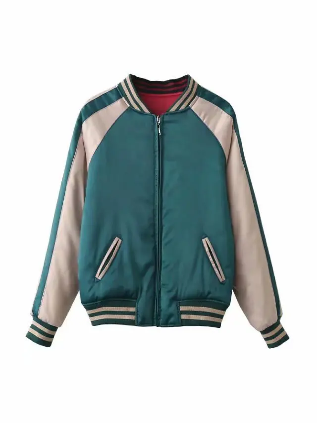 

Baseball Uniform Men And Women Celebrity Style Europe And America Hot Selling Reversible Machine Embroidery Jacket Contrast Colo