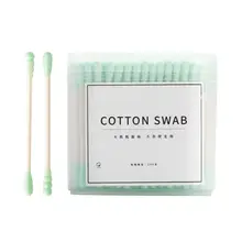 Одноразовые ватные палочки с двумя головками для снятия макияжа, белый/зеленый цвет, 1 коробка(200 шт.), инструменты для ухода и чистки