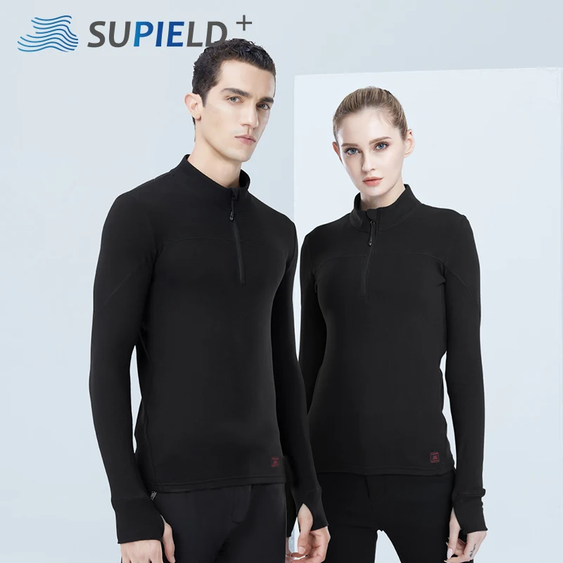 

SUPIELD Aerogel Sports Zipper Thermal Underwear Men Women High Collar Camiseta Termica Sport Thermo Shirt Winter Warm Clothing