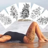 Sexy Flower Temporary Tattoos For Women Body Art Painting Arm Legs Tattoos Sticker Realistic Fake Black Rose Waterproof Tattoos 1