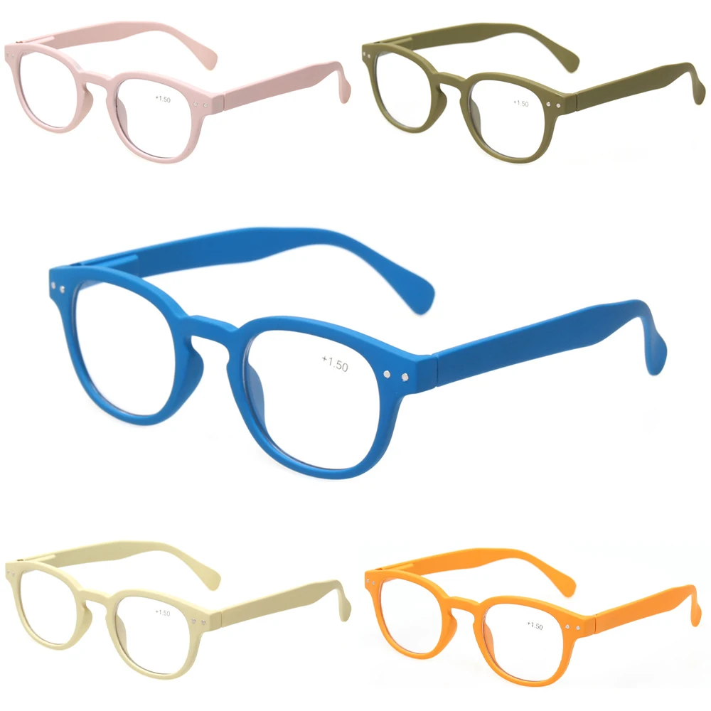 Reading Glasses Henotin Stylish Round Frame Spring Hinge Readers Men And Women