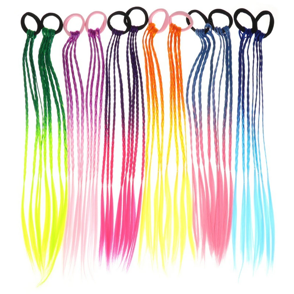 12pcs Girls Elastic Hair Rope Rubber Bands Braides Hair Accessories Wig Ponytail Hair Ring Kids Twist Braid Rope Hair Braider