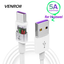 USB C 3.1 5A Type C Data Cable for Huawei Mate 9 10 P10 P20 P30 Pro Type-C 1m Fast Charging Charger for Nova 5 USB-C Supercharge