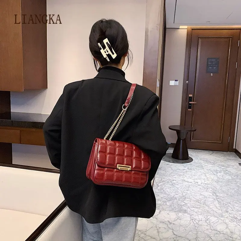 Glossy PU Leather Crossbody Bag for Women 2020 Winter Chain Shoulder Branded Designer Luxurious Quality Handbags | Багаж и сумки