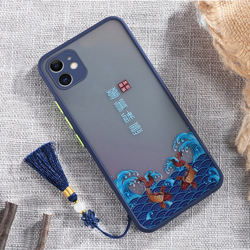 Chinese Style Phone Case For iPhone 13 12 Mini 11 Pro XS Max X XR 6 6S 7 8 Plus SE 2020 Ping An Joy With Tassel Cover Funda iphone 13 pro max wallet case