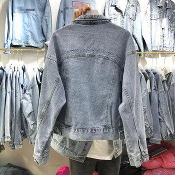 

Denim Jacket Short 2020 Spring New Korean-Style Embroidered Lettering Loose-Fit-Style Retro Hong Kong-Style Jacket Tide