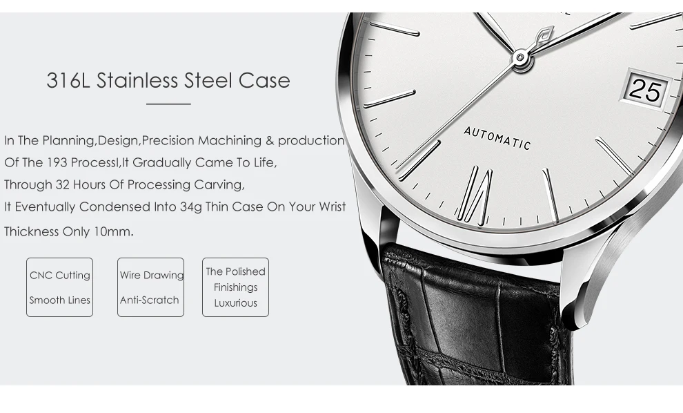 AGELOCER швейцарские модные механические часы для мужчин аналоговый дисплей автоматические часы белый циферблат наручные часы 80 часов запас хода