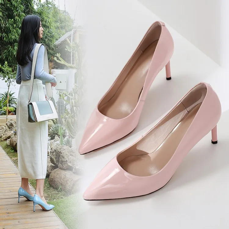

Item Number Pq201916-6 [High-End Entirely Handmade] Genuine Leather Pointed-Toe Thin Heeled High-Heel Solid Color Shoes