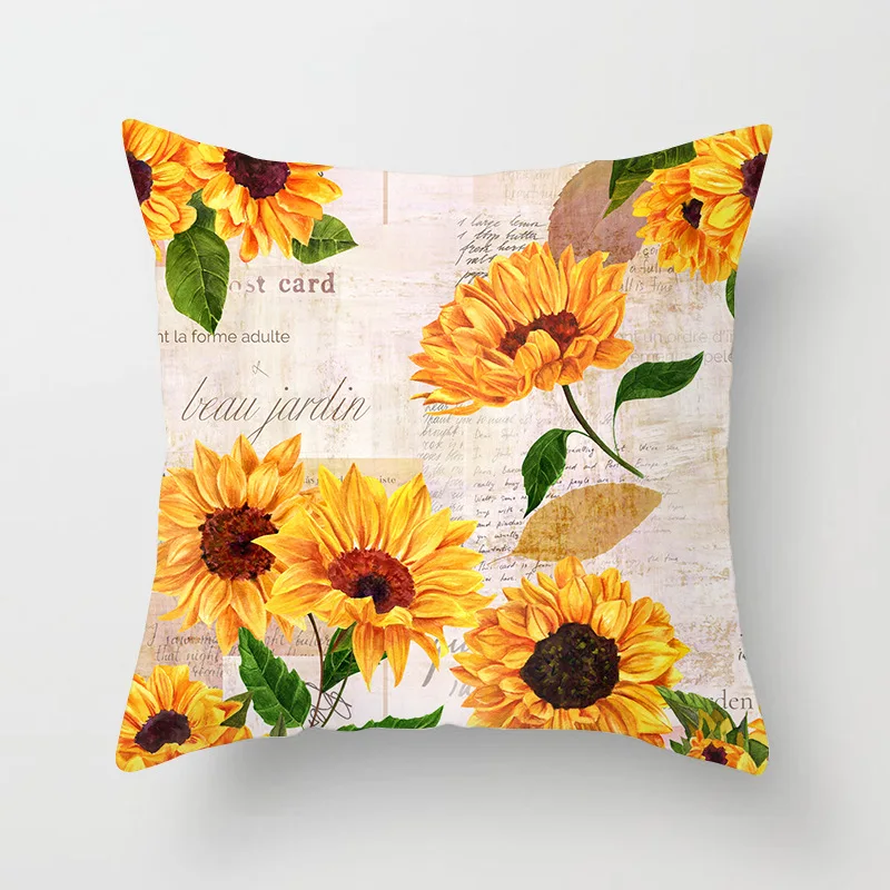 Perinsto Federe Per Cuscini 45x45 Cm Con Girasoli E Cardinali – Morbido Velluto, Cerniera Nascosta, 2 Pezzi